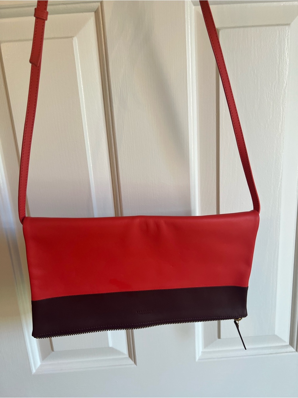 Everlane Orange and Maroon Two-Tone Leather Crossbody Bag - NWOT